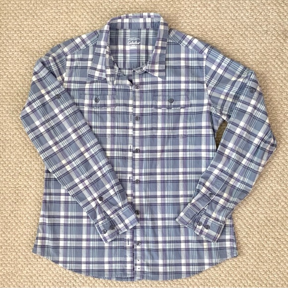 Cabela’s Blue Plaid Button Front Shirt - Picture 1 of 7